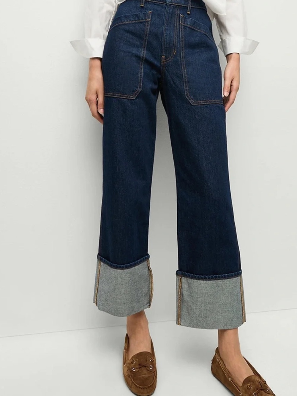 Veronica Beard Dylan Full Length Straight High-Rise Dark Blue Denim Jeans 31